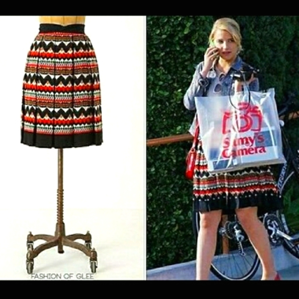 Anthropologie Fei Denpasar Pleated Multicolored Skirt 2 Pockets